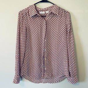 Liz Claiborne Long Sleeve Button Down Sheer Collared Blouse